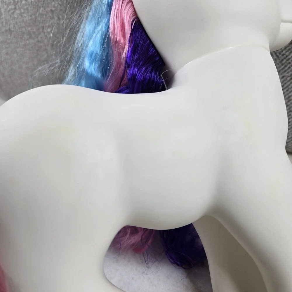 Vintage‎ Gi-Go Jumbo White Unicorn Pony Toy Blue Horn Moon & Cloud MLP 'Fakie'